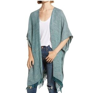 TREASURE & BOND Cross-dyed Ruana In Teal Combo